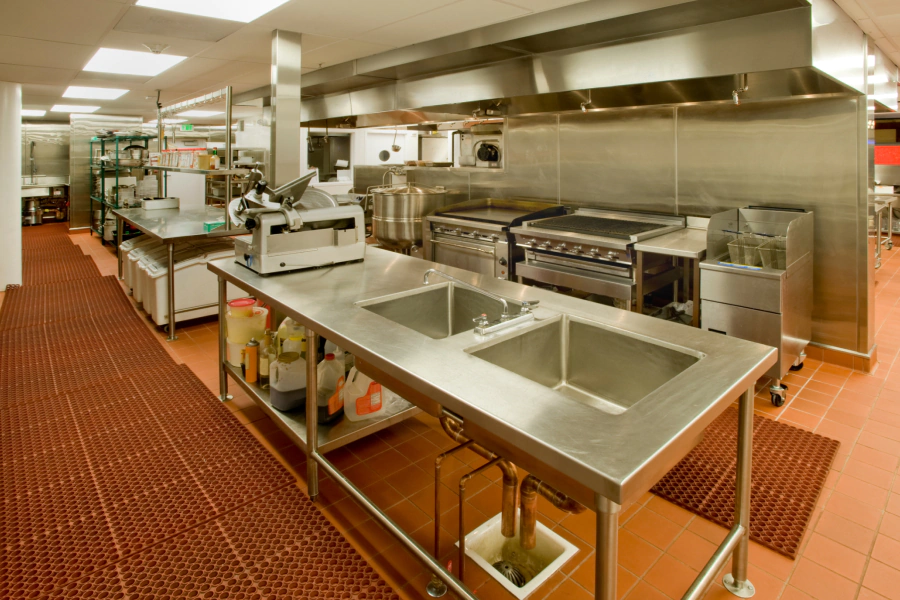 commercial kitchen with equipments